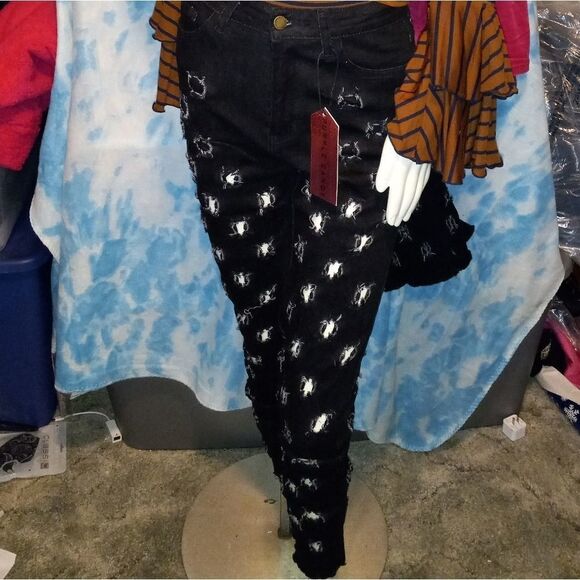 Purple Candy Hole Punch Skinny Jeans - Picture 5 of 8